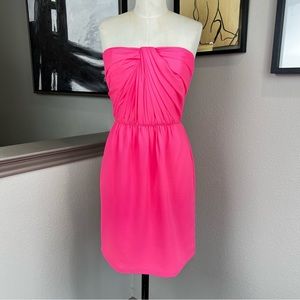 SHOSHANNA hot neon pink strapless Zoya cocktail party dress